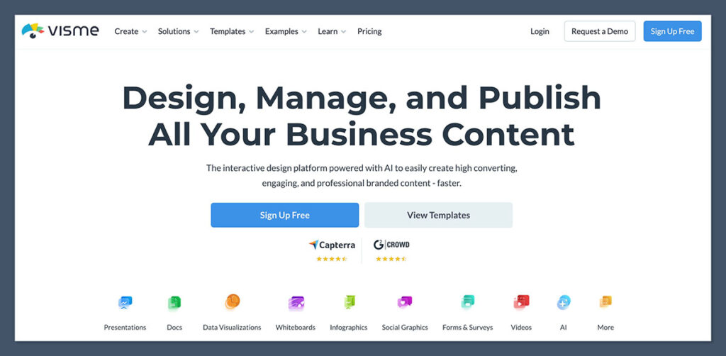 Visme Homepage