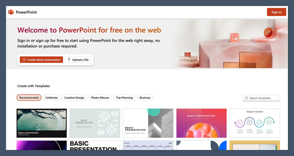 Power Point Online Homepage